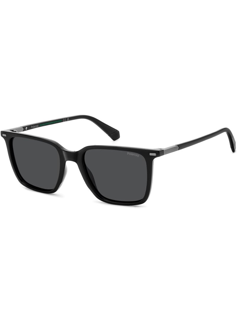 Polaroid PLD 4183/S/X 807 53 Square Polarized Sunglasses for Men & Women - Black Frame / Grey Lens - Image 1